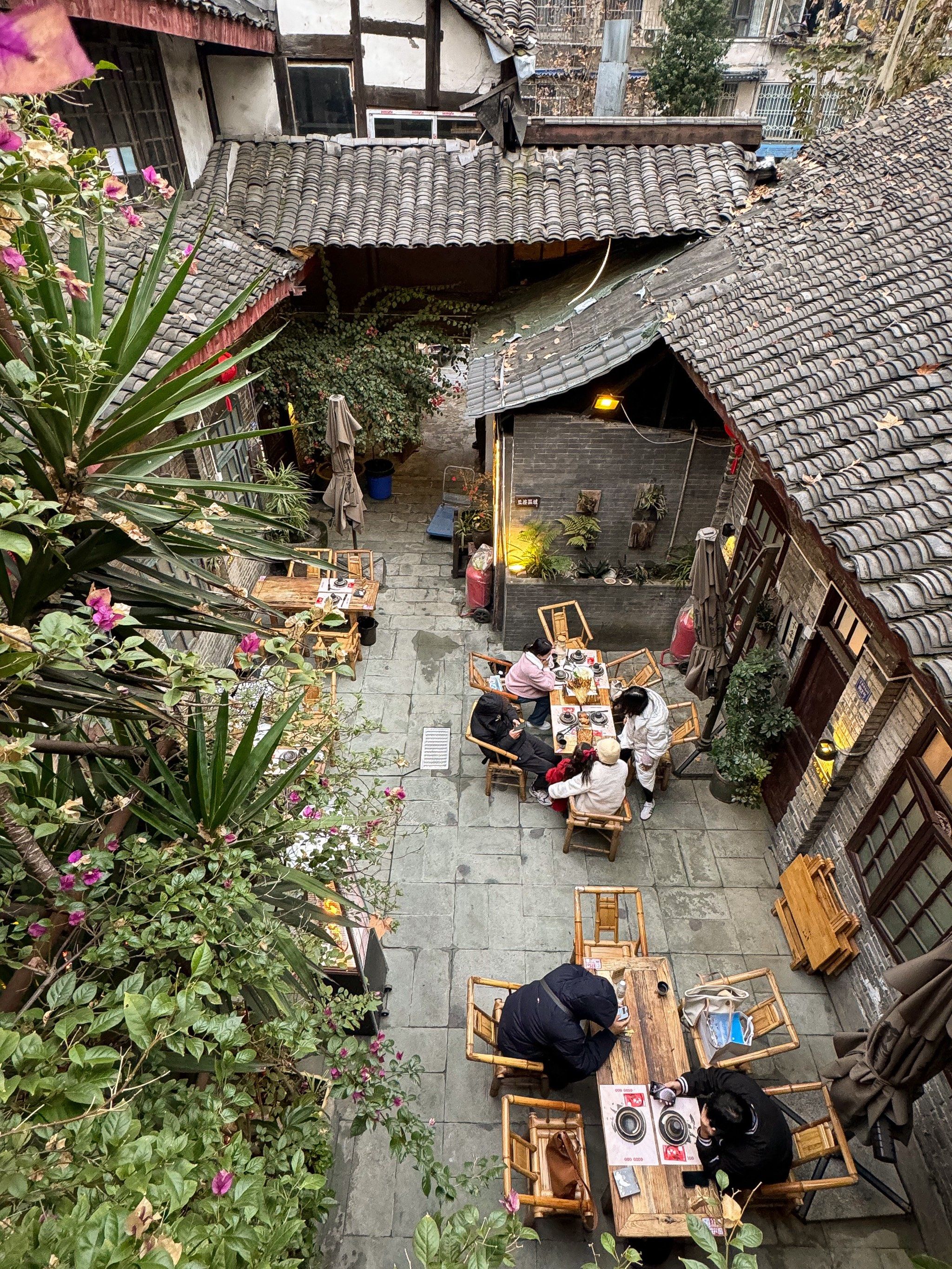 闹市中的百年小院,这氛围真的太惬意了嘛,年底聚会相当老成都了哈