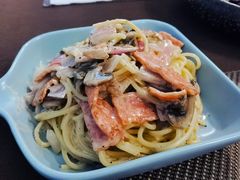 法式培根蘑菇面-悦享绿山墙西餐厅