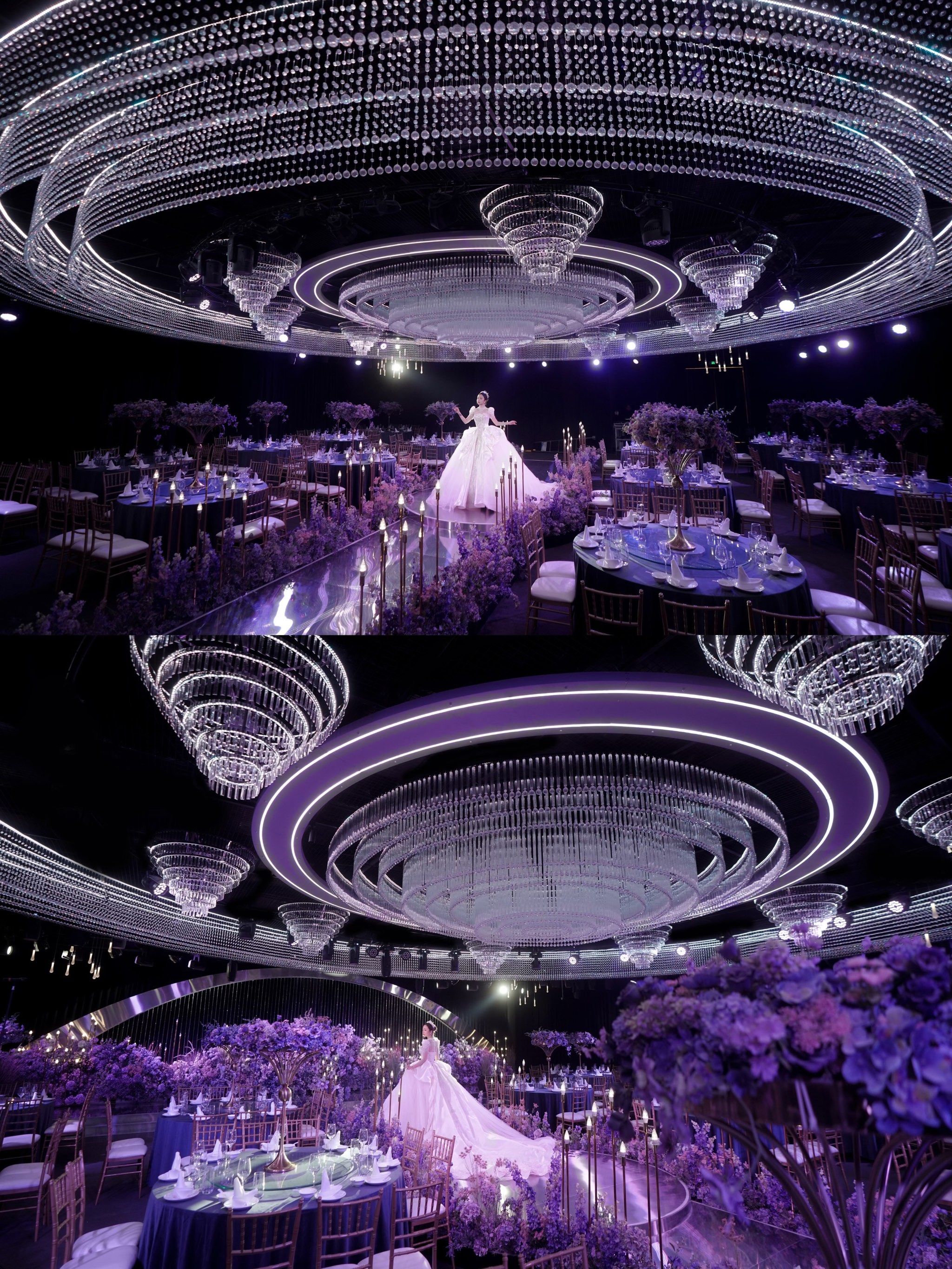 紫色的鲜花与气球点缀着会场,唯美浪漫的氛围令人陶醉#婚礼现场 #婚礼