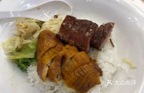 Honey-glazed BBQ Pork and Chicken Rice