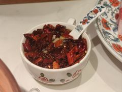 现炸辣椒油-北京老门框爆肚涮肉馆(锦业路店)