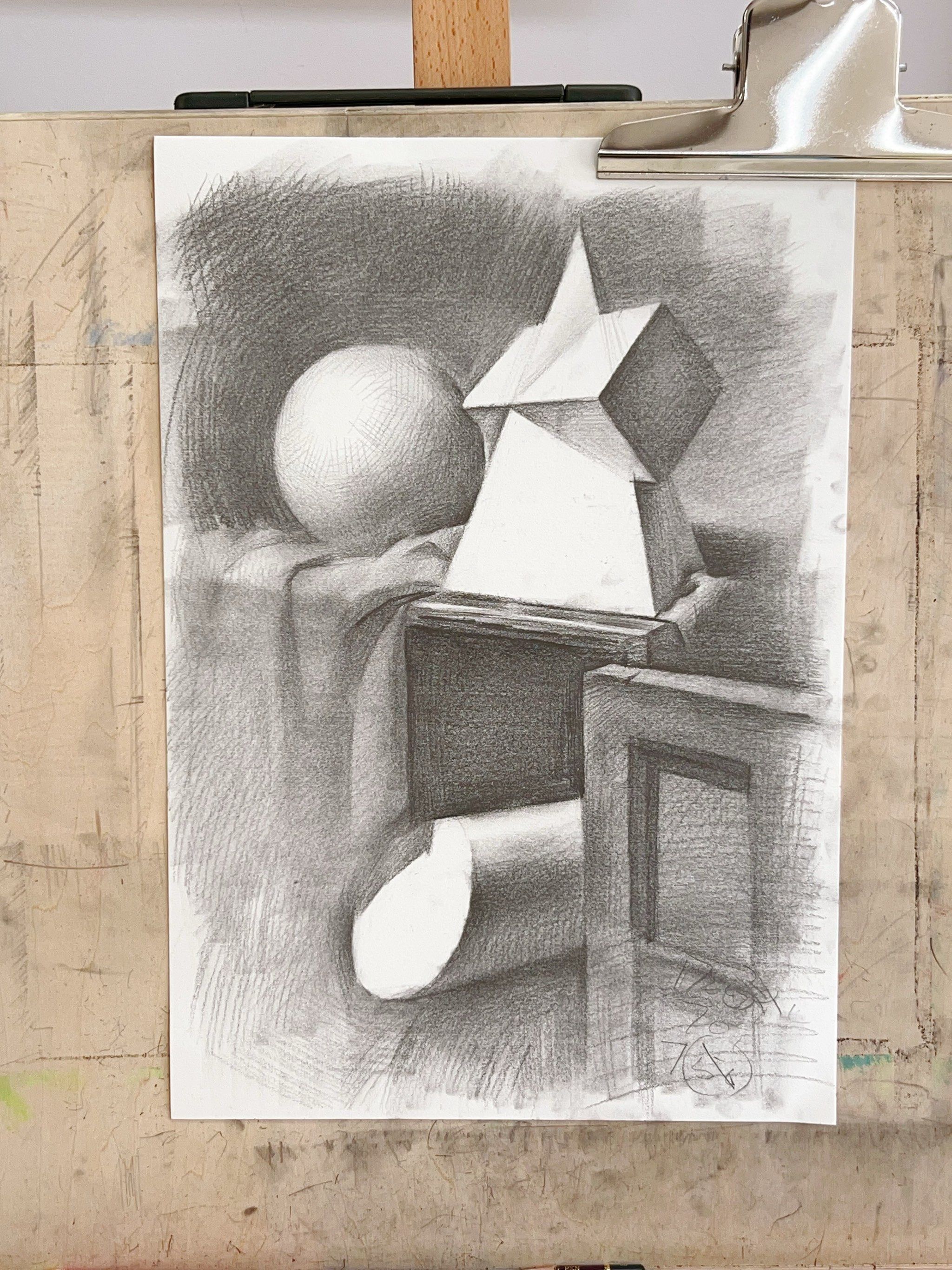 ◻️ 素描几何体光影组合示范,梳理绘画思路,步骤.