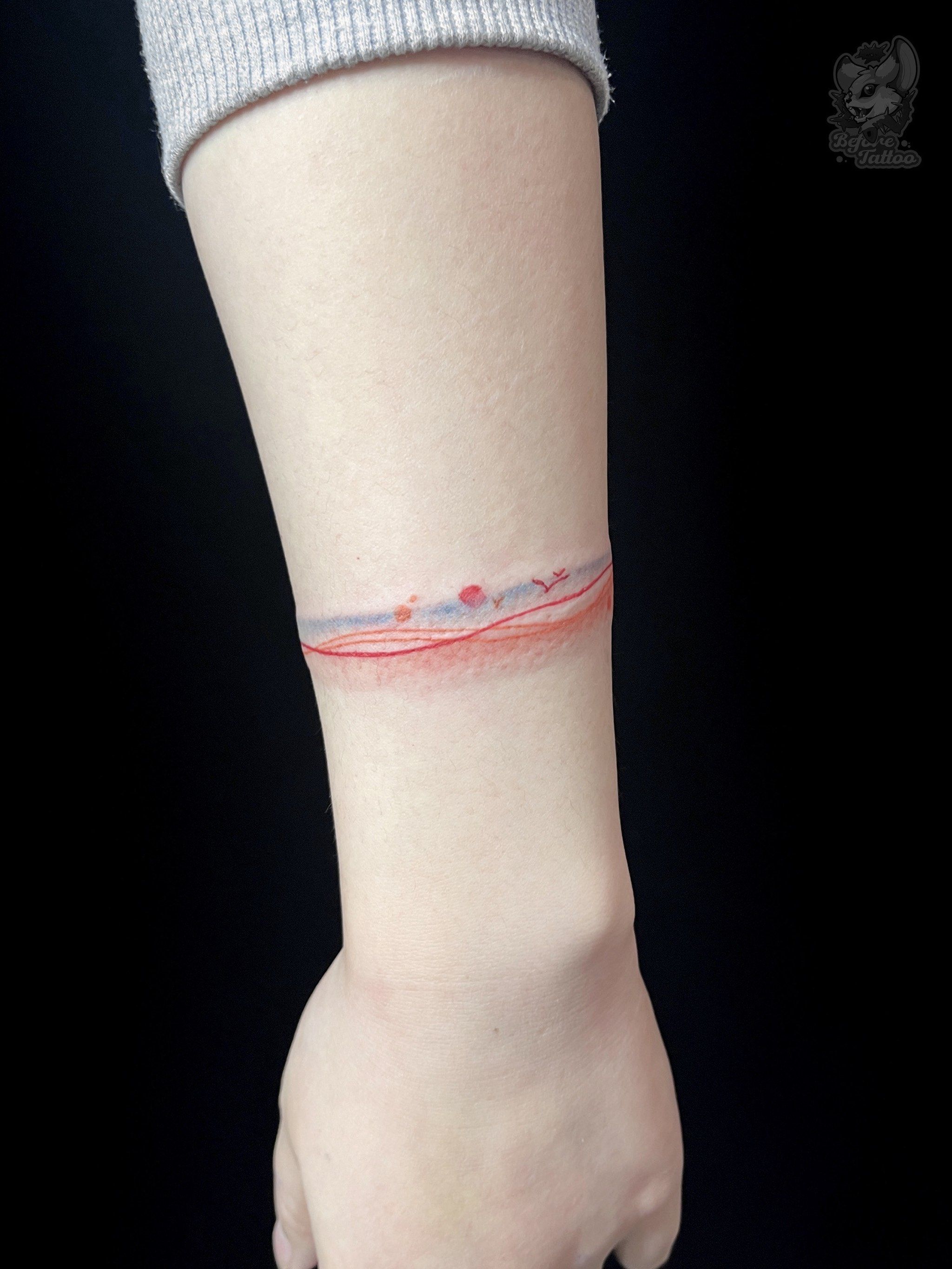 彩色简约线条纹身谁能不爱