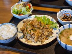 蘑菇炒蒜香鸡肉定食-炼火烤肉店