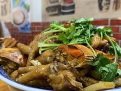 鸡爪毛蟹烧年糕-胖胖板凳面