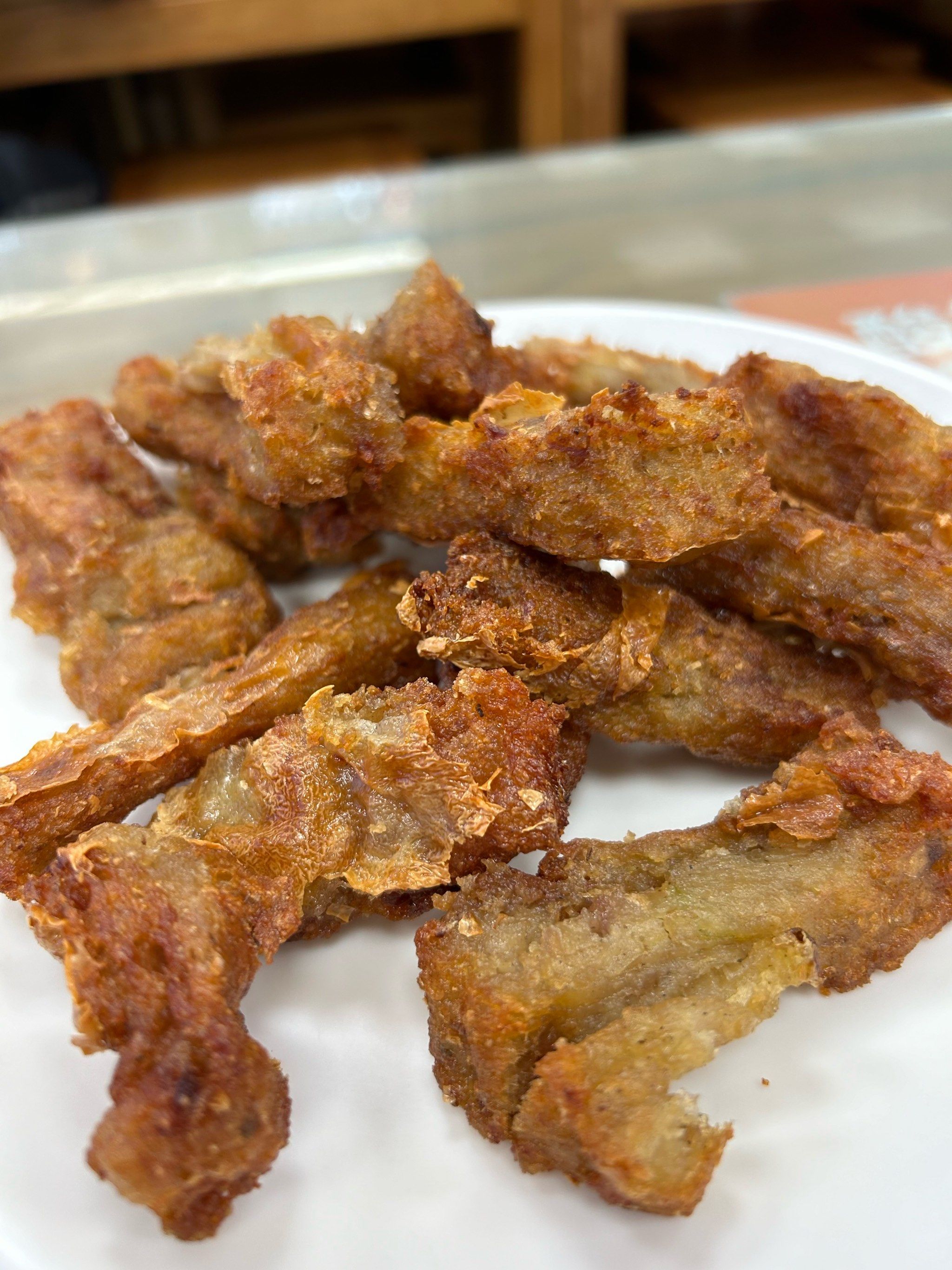 一斤炸松肉,八两面疙瘩