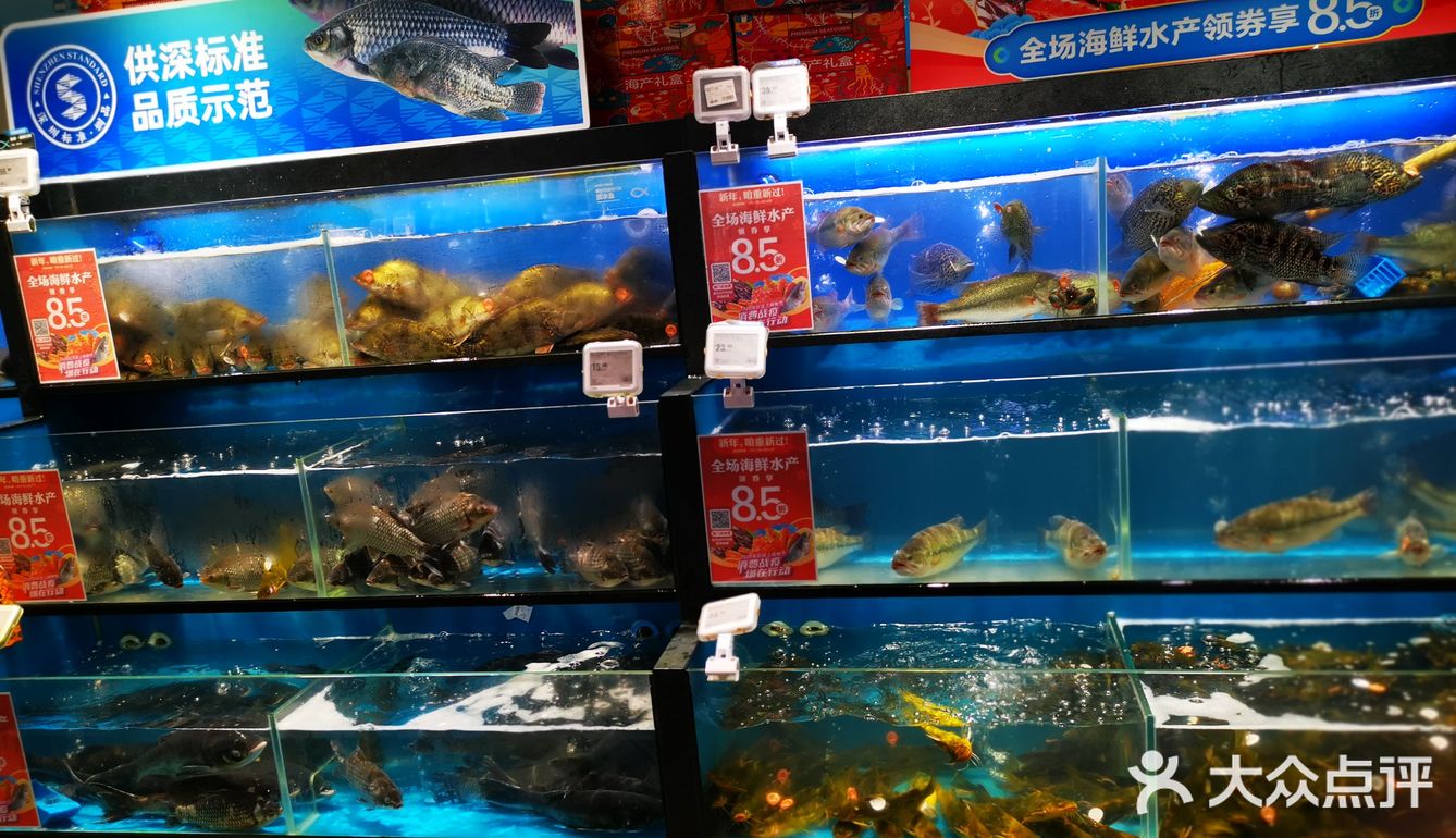 这个盒马鲜生在桃源村三期的楼下，在岁宝百货的负二层里