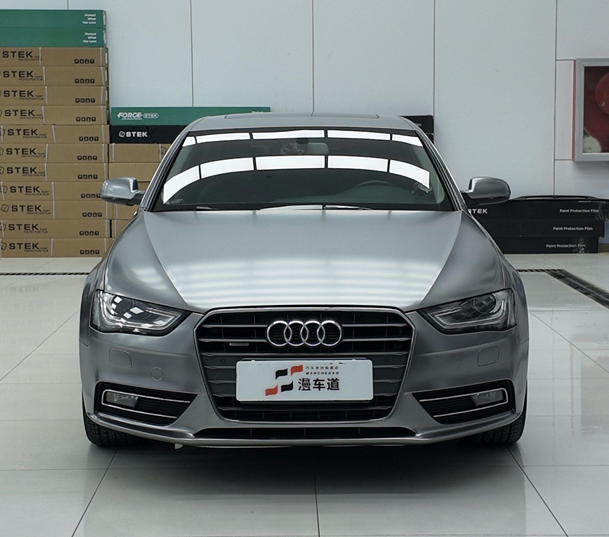 奥迪a4改色消光液态金属银,颜值秒破表