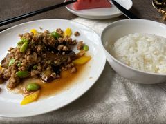 小炒茄子配米饭-厉家菜(金宝街店)
