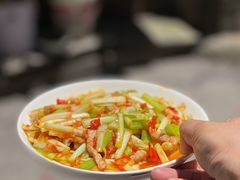 韭黄炒肉-胖哥家藏菜(护国路店)