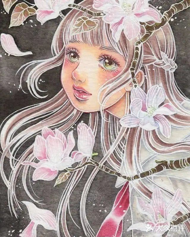 美不胜收，花瓣萦绕的小姐姐