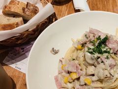黑松露奶油蘑菇培根意面-麦田工坊(月湖店)