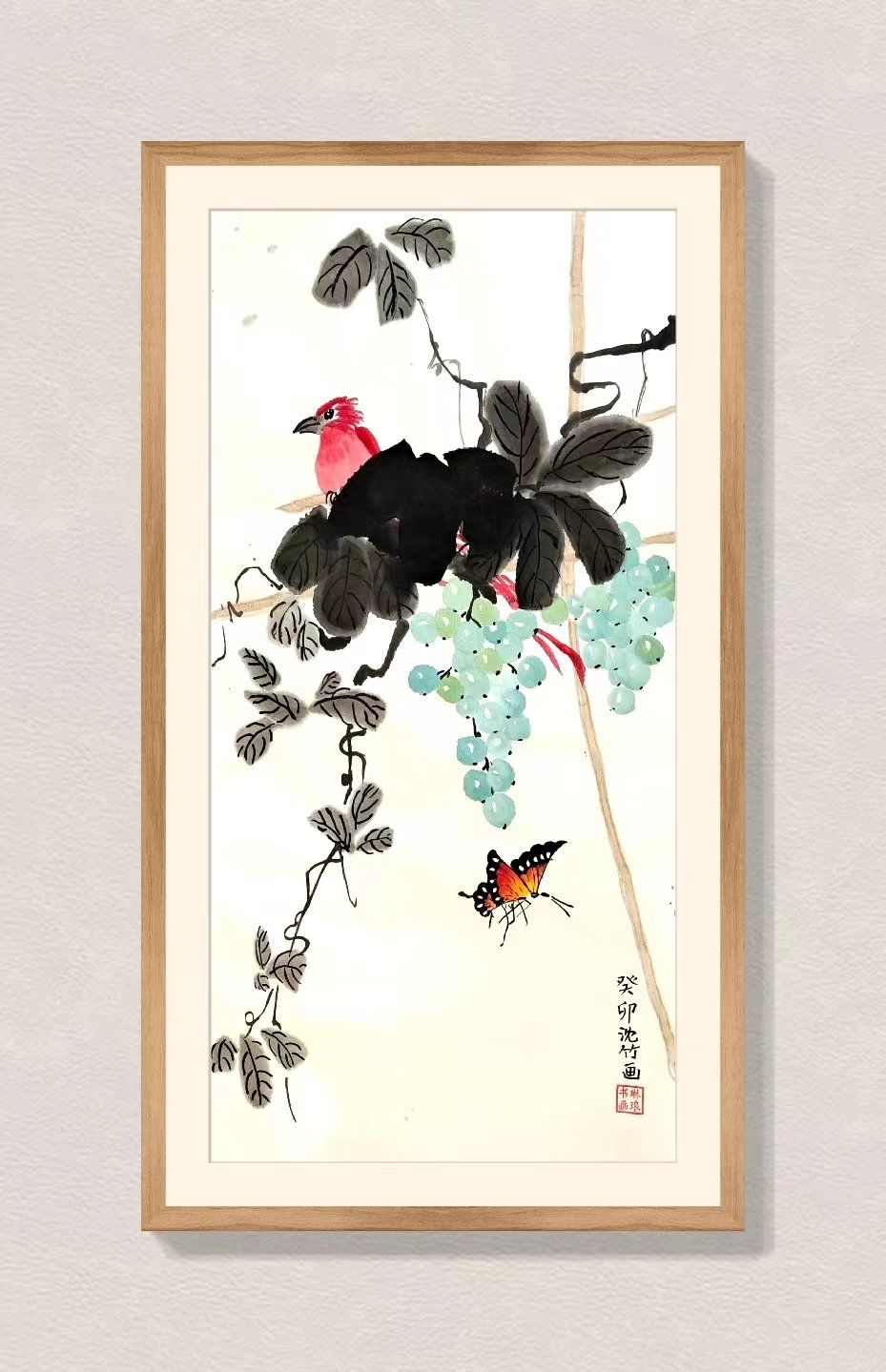 学习国画一年多的小朋友画的花鸟,用笔用墨已经非常熟练了