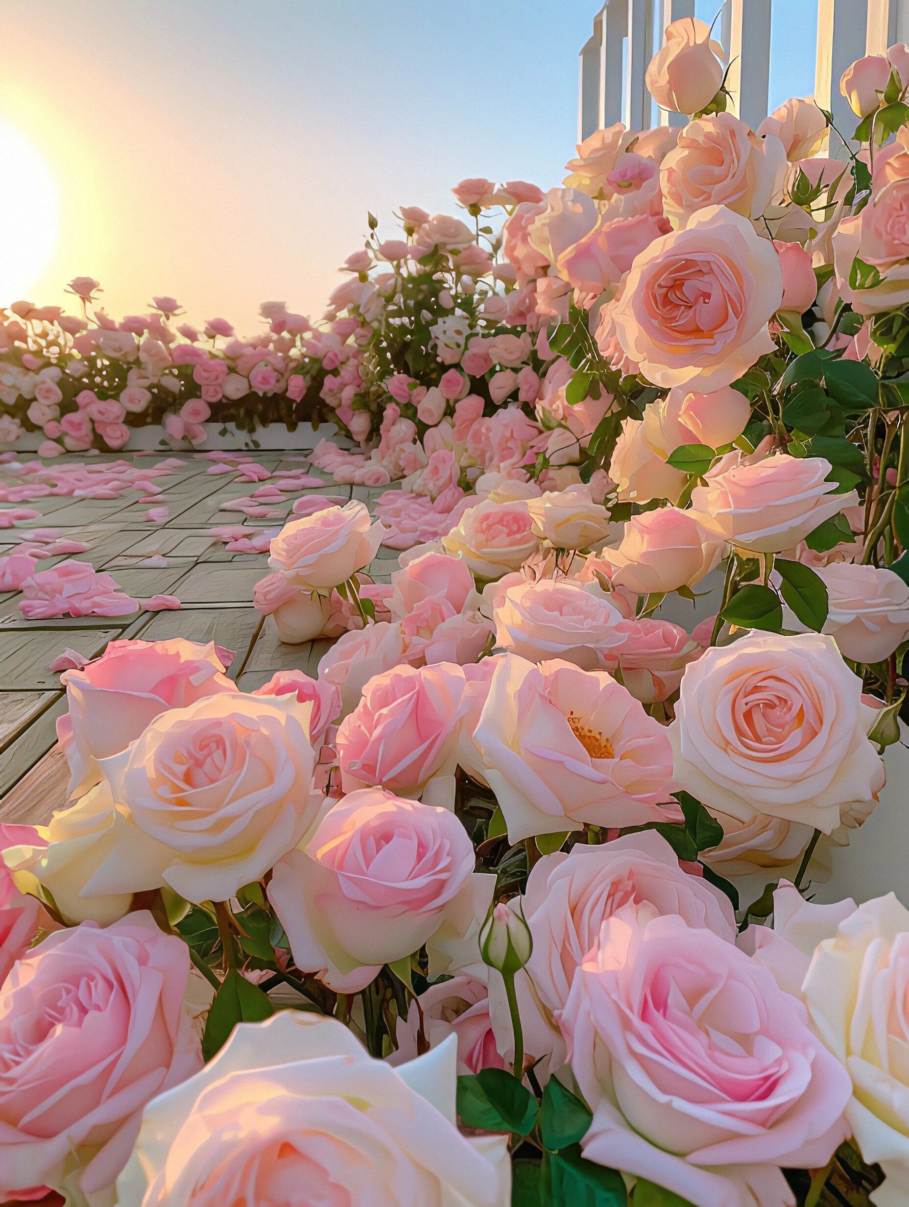 洁白婚纱遇上玫瑰海,编织梦幻婚礼