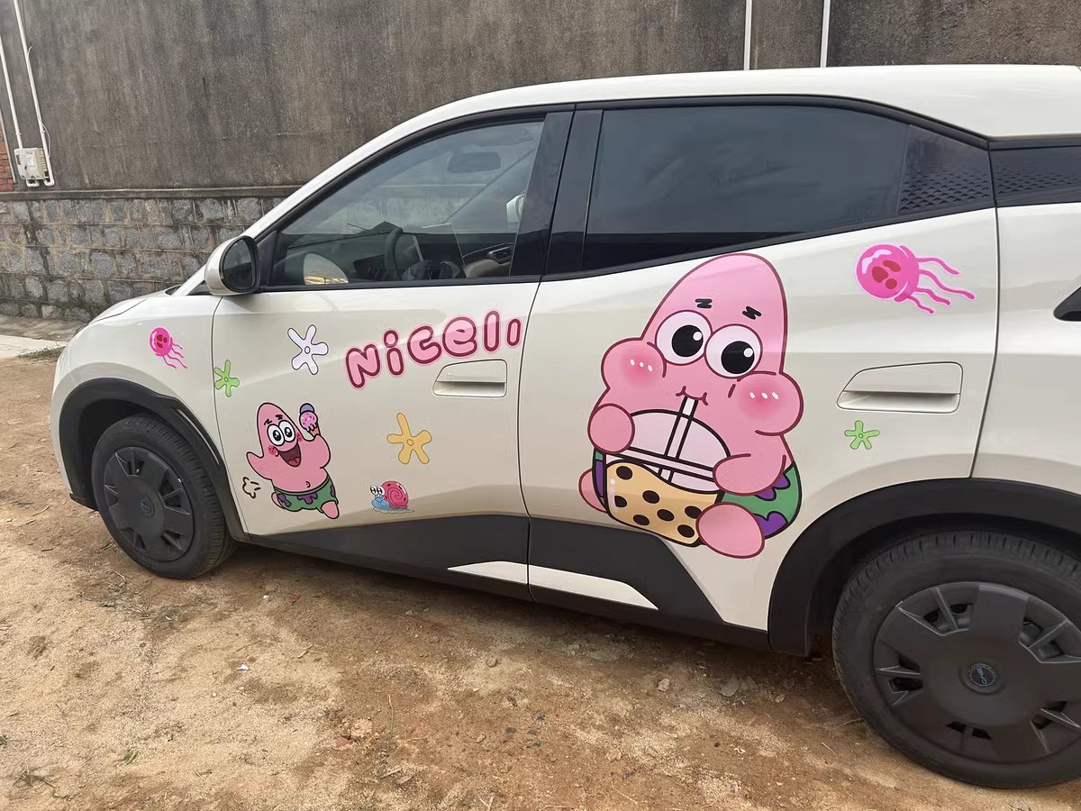 被夸爆,比亚迪海绵宝宝车贴