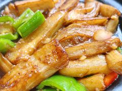 肉丝鱼香茄子煲-花悦农庄 | 烧鸡·竹筒饭(沙迳高沙温泉香溪堡店)