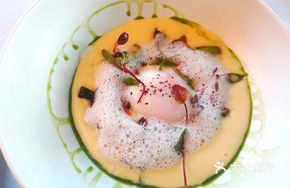Truffle Poached Egg with Serrano Ham and Mashed Potatoes