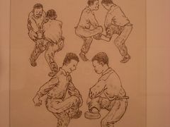 贺友直·漫画《孩时玩耍·斗鸡》-徐汇艺术馆