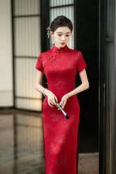 -金扣子旗袍新娘装订婚喜婆婆喜妈妈定制(宽厚里旗舰店)
