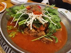 土豆排骨火锅（辣）-喇喇排骨火锅·传统韩式脊骨汤(望京西园总店)
