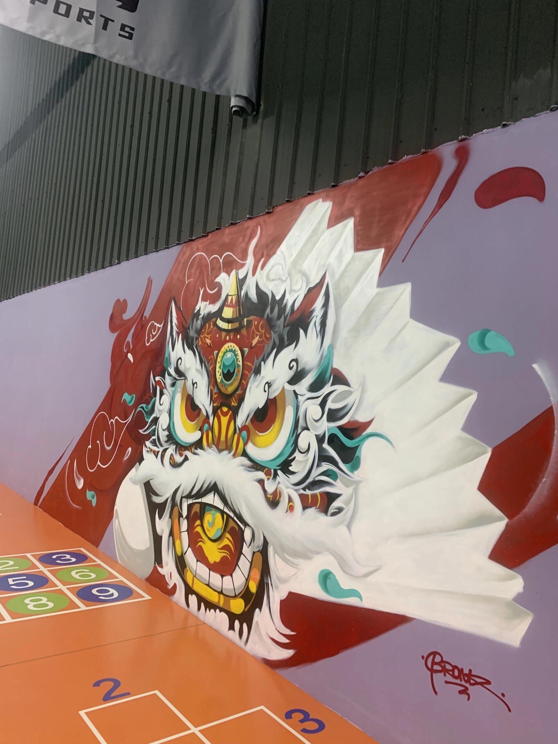 国潮风墙绘
室内背景墙壁画
雄狮