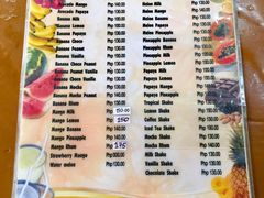菜单-Jonah's Fruit Shake & Snack Bar