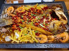 东来烤鱼-东来菜馆•手抓海鲜家常菜•海鲜锅贴(鸽子窝店)