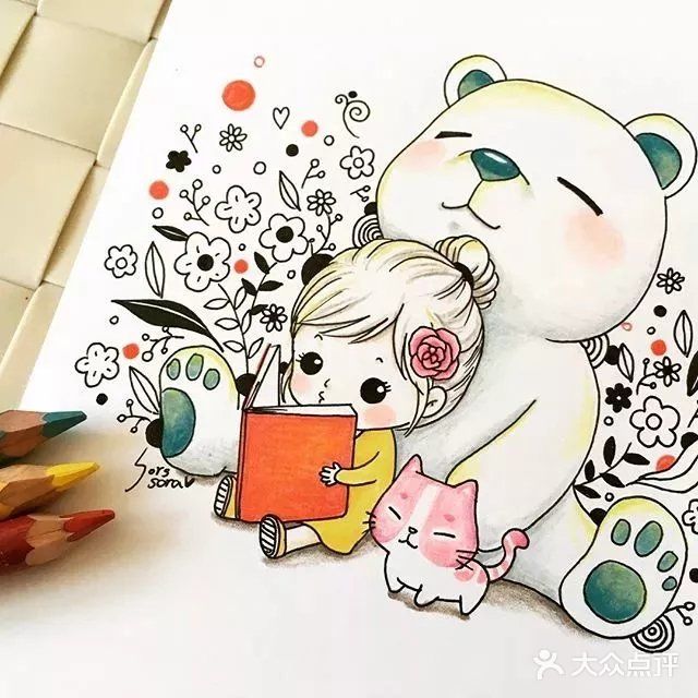 小清新彩铅人物画，每一张都超萌哒！