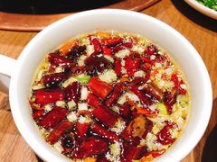 现炸辣椒油-北京老门框爆肚涮肉馆(凤城六路店)