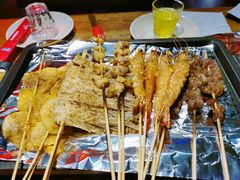 烤虾-路边摊小炉子烧烤