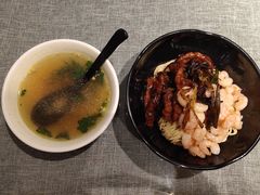 虾仁肉丝拌面+小牛汤-腔调面(斜土路店)