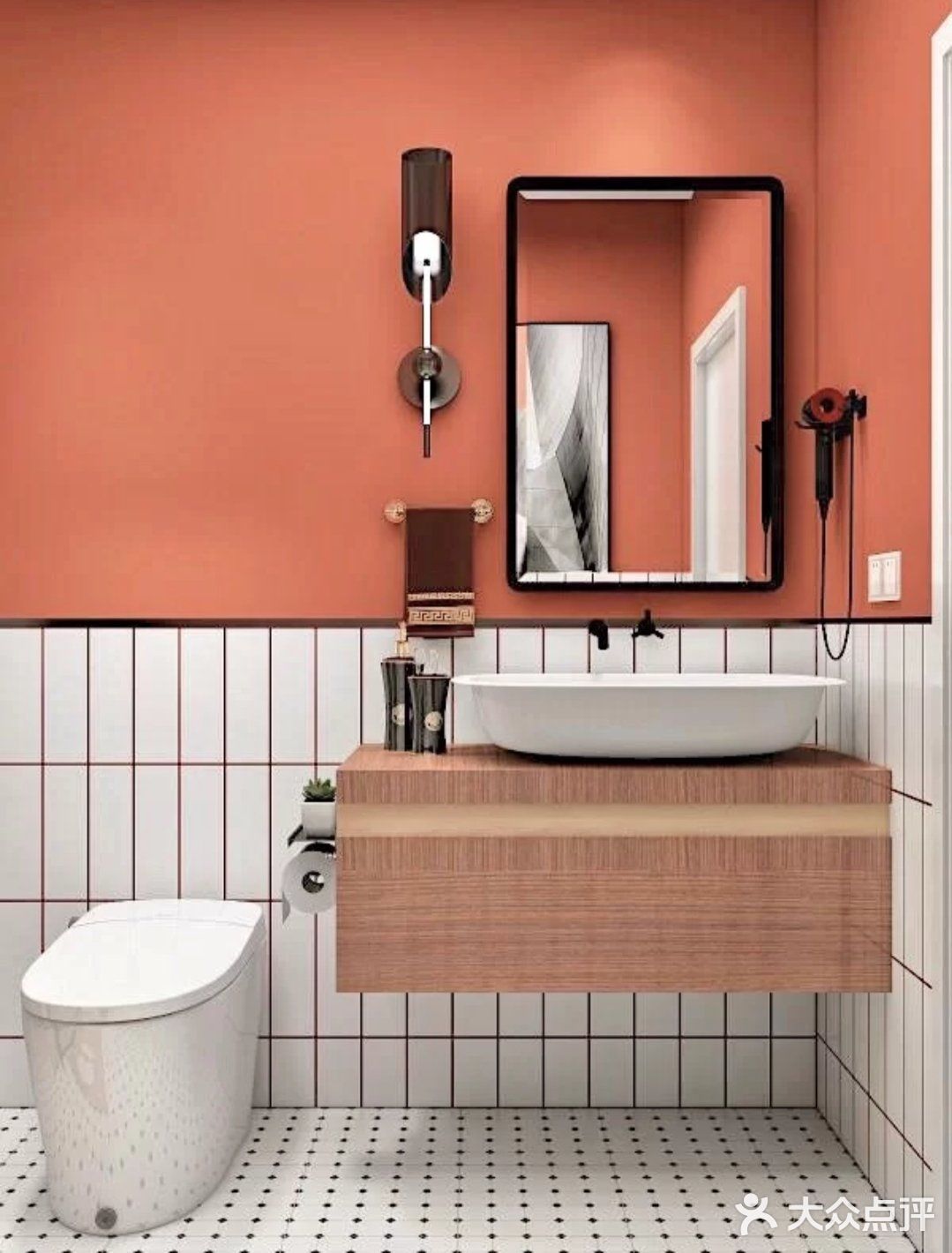 浴室柜和浴室镜就选了一款比较简单,体积 也比较小的