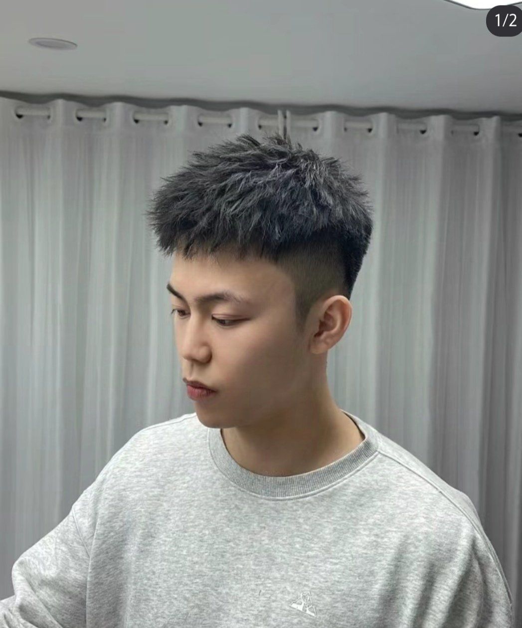 男生简洁发型钢夹烫