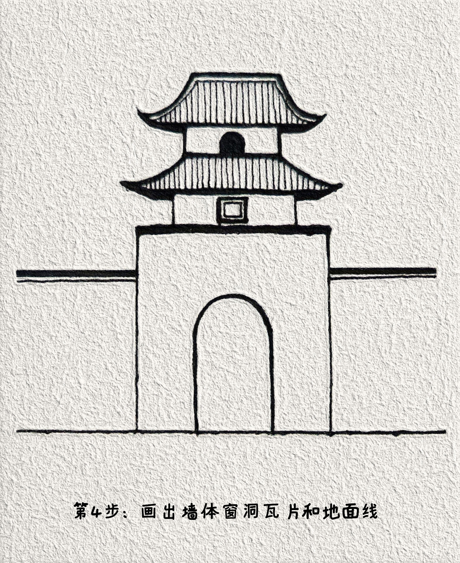 古风简笔画 古松揽日