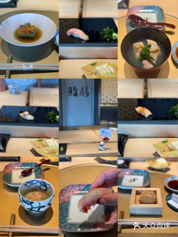 午式套餐，寿司与酒肴穿插，「春菊豆腐」（茼蒿