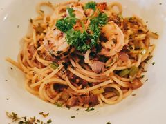 鲜虾蒜辣意面-小食院简餐厅