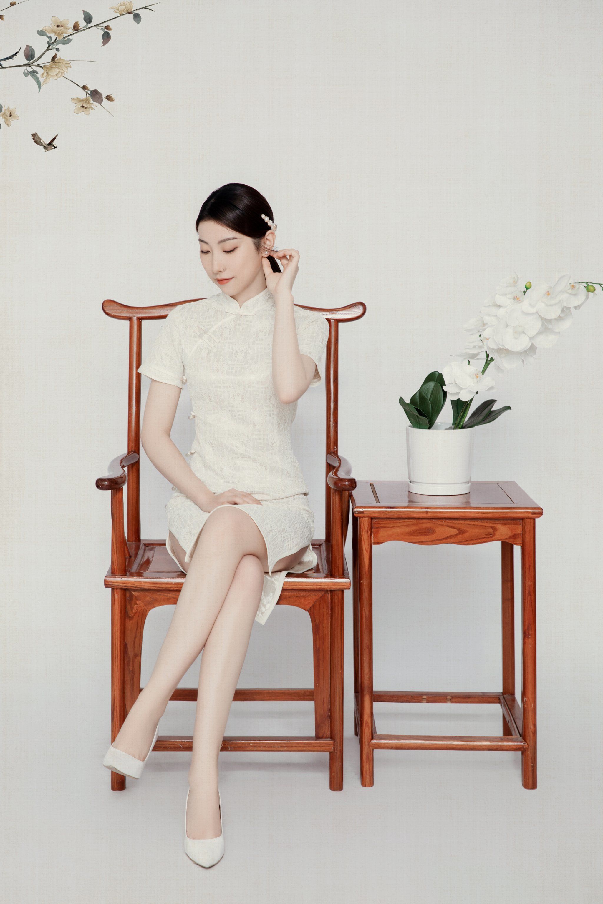 温婉旗袍工笔画写真