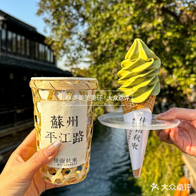 没错这里是苏州平江路！碧螺春冰淇淋我真的无法拒绝🍃
