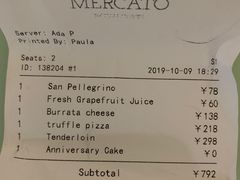 账单-Mercato莫卡多露台餐厅与酒吧(K11店)