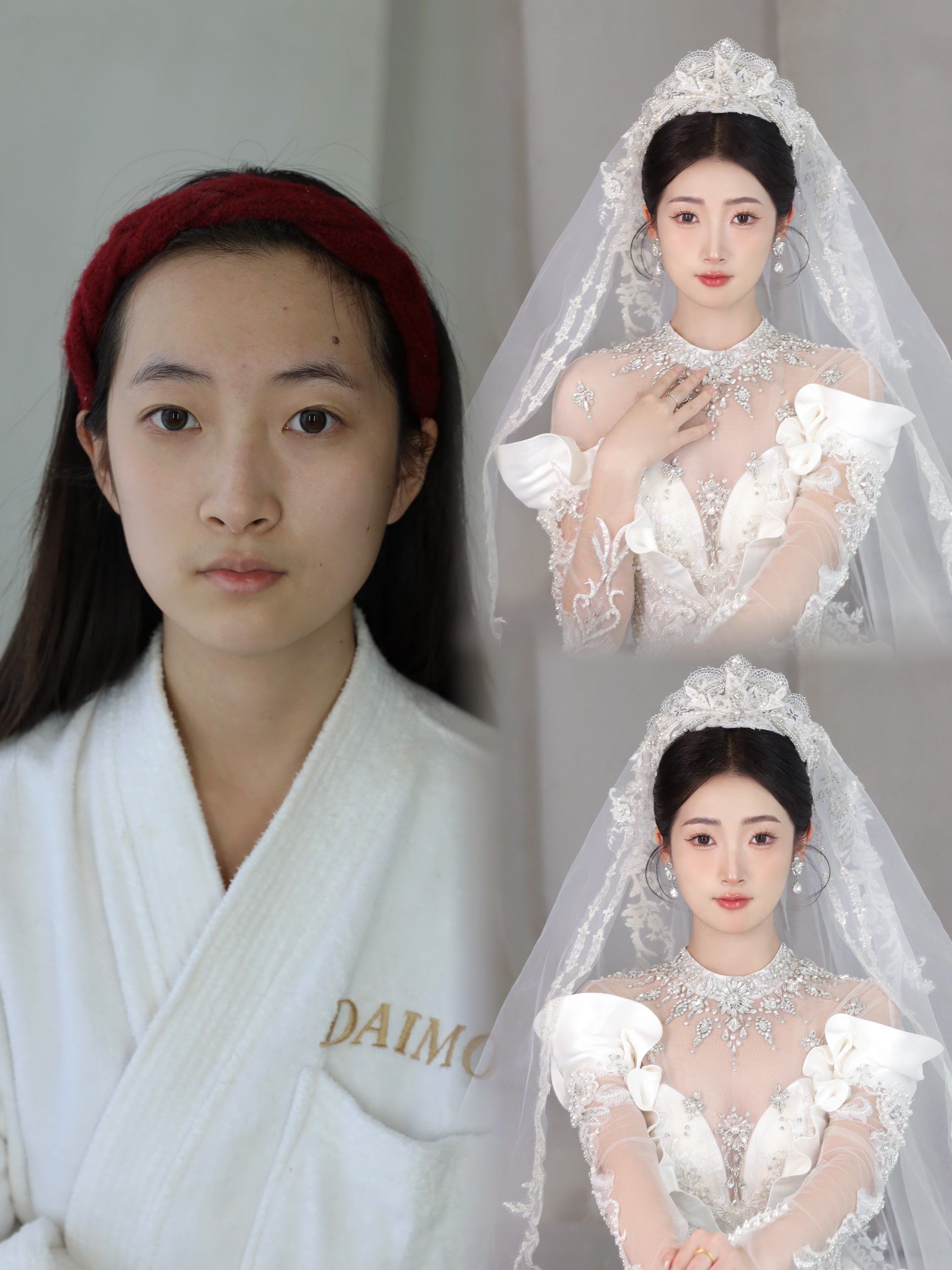 干净的中分盘发 明艳动人919191 甜美的妆容