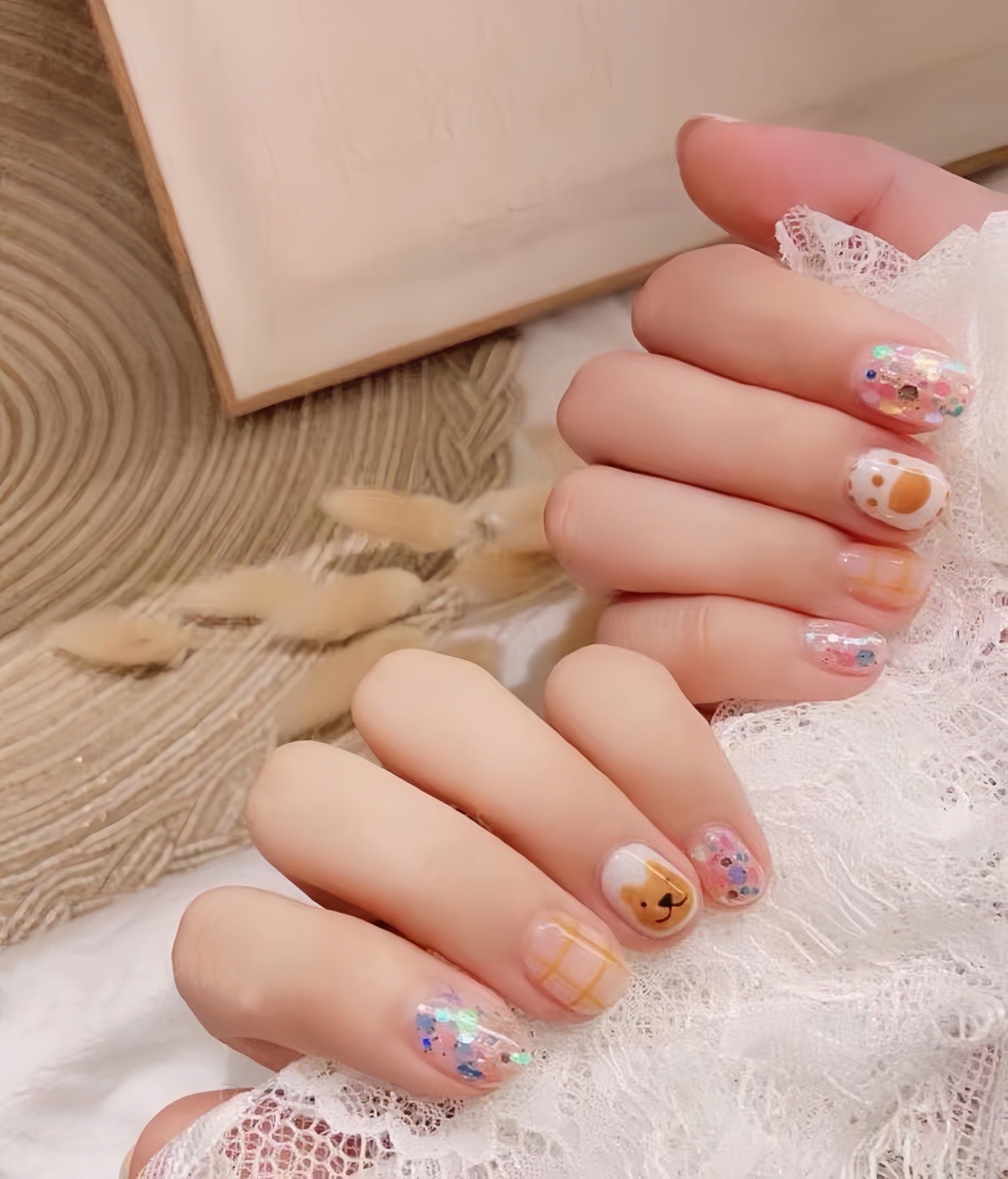 客照分享三星设计款小熊🐻美甲💅