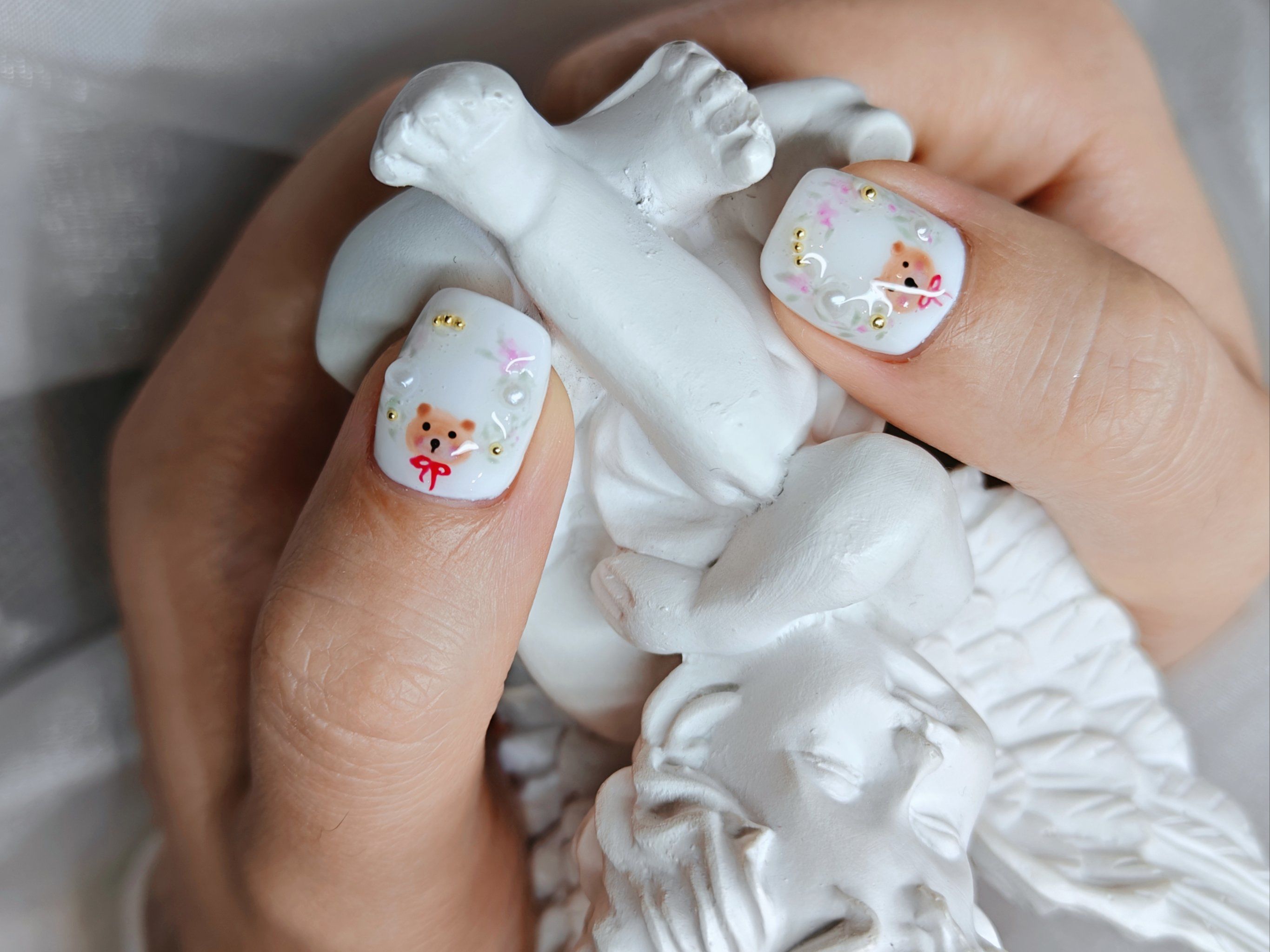 超级可爱的小熊熊美甲