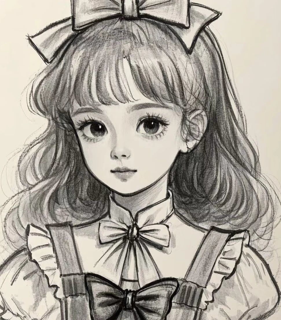 彩铅画的少女