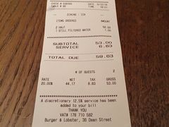 账单-Burger & Lobster(Dean Street)