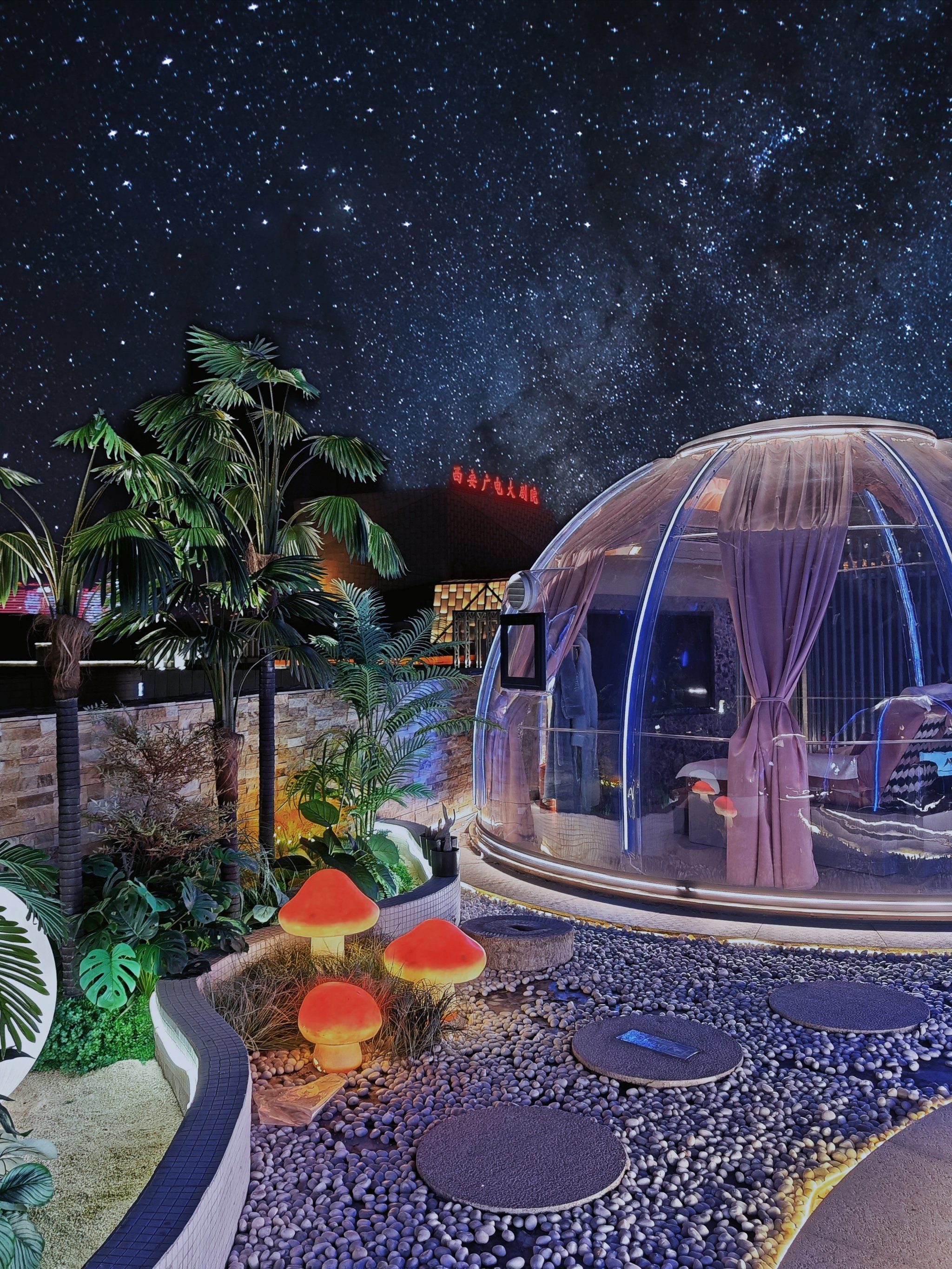 谁能拒绝在星空下体验一场泡泡屋按摩