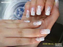 精致白色蕾丝-星美甲