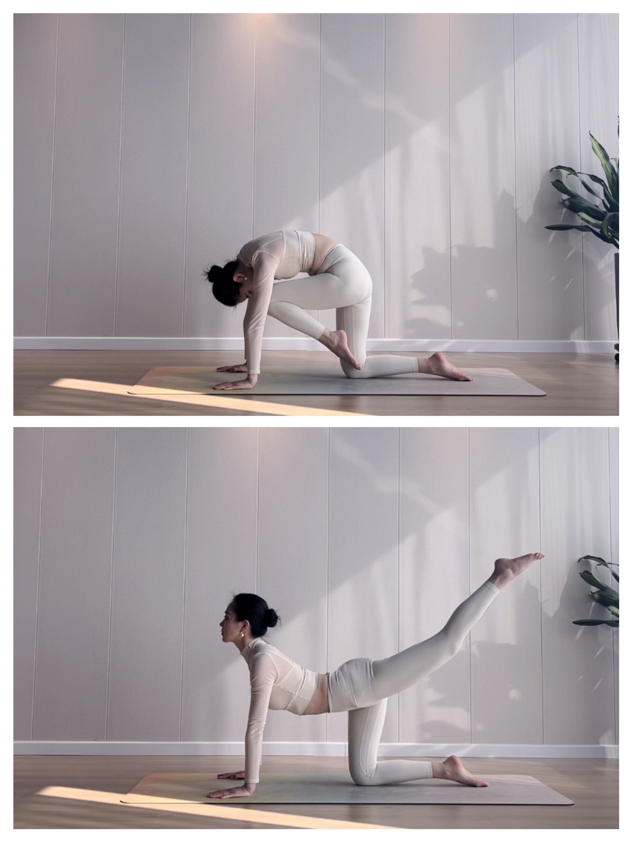 女性练习瑜伽,面若桃花