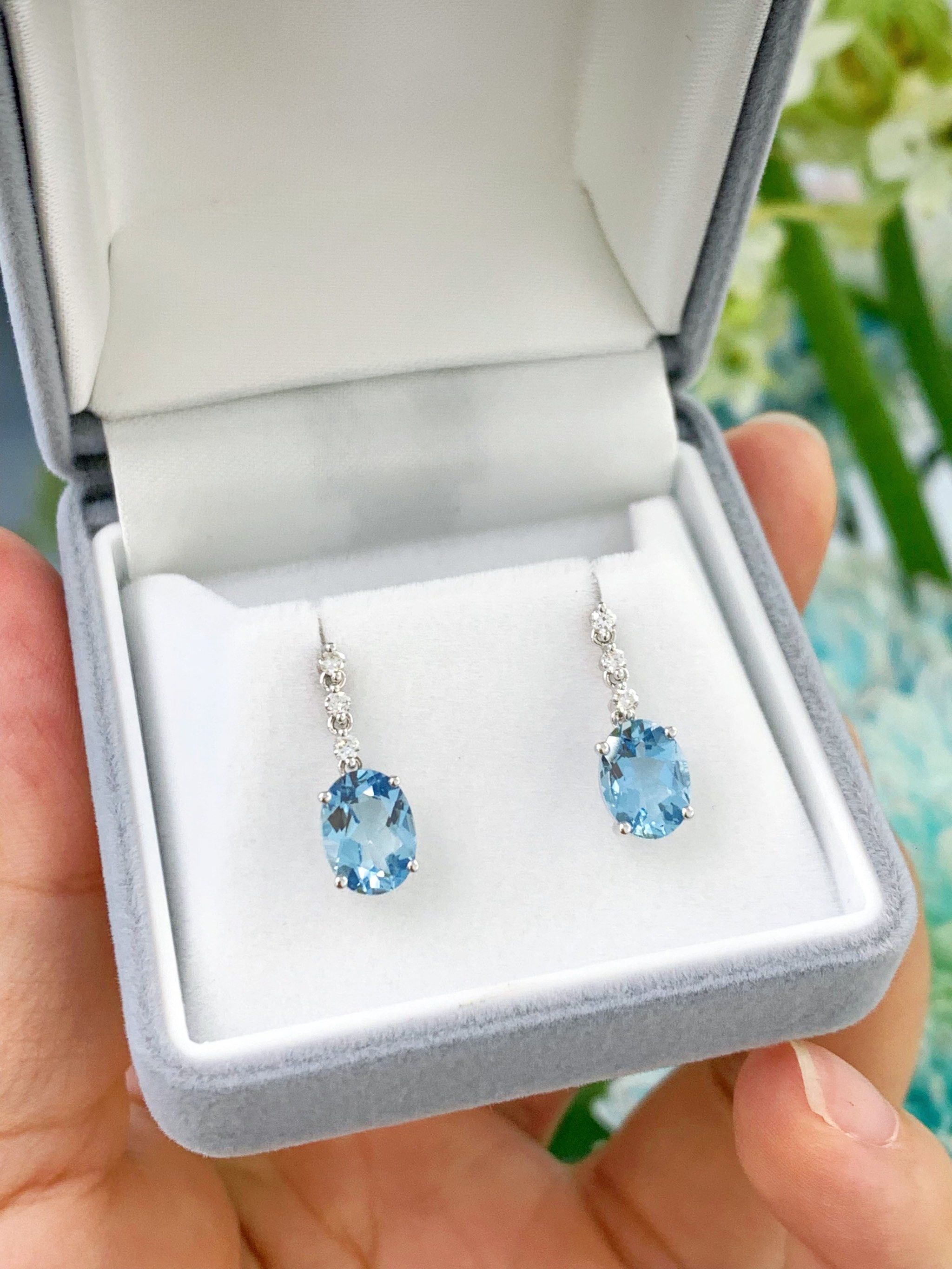 海蓝宝钻石耳坠