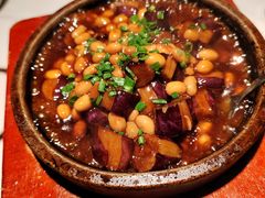 石锅黄豆焖茄子-庆江南江南菜(琴湖溪里花园城店)