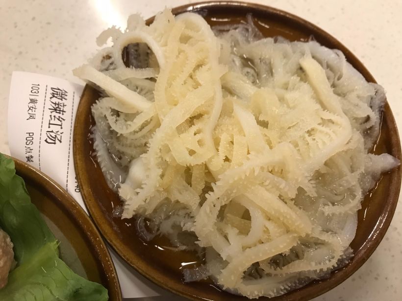 毛肚梗子是发毛肚,所以煮不老,多煮一下更入味.